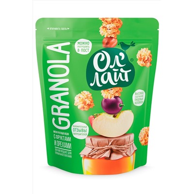 Мюсли медовые ОлЛайт с фруктами и орехами 280г ЭКОПРОДУКТЫ, 1185069