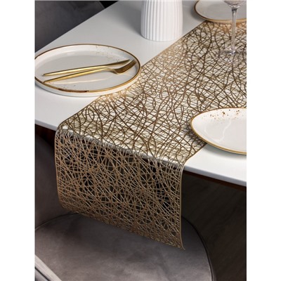 Дорожка на стол Доляна «Паутинка», 30×150 см, золотая