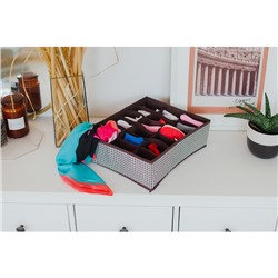 Органайзер для хранения белья Доляна «Вилли», 18 ячеек, 35×30×12 см, бело-коричневый