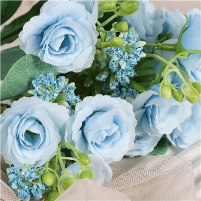 Цветок искусственный Букет роз 30 см / BR-30 /уп 1200/ (Голубой)