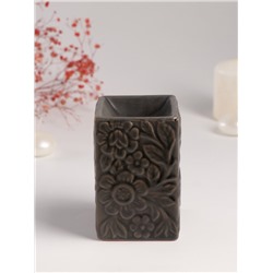 Аромалампа для эфирных масел «Цветочный букет», керамика, т. оливковая, 7.7×7.7×12 см