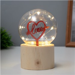Фигурка светящаяся RISALUX «Влюбленное сердце», LED-ночник, 3×AG10, шар-8 см, 6.5×6.5×11.5 см