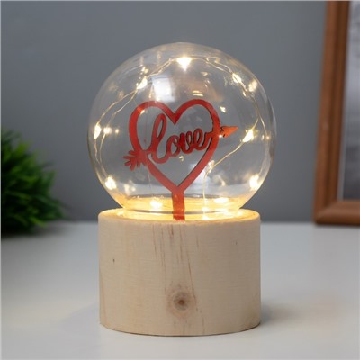 Фигурка светящаяся RISALUX «Влюбленное сердце», LED-ночник, 3×AG10, шар-8 см, 6.5×6.5×11.5 см