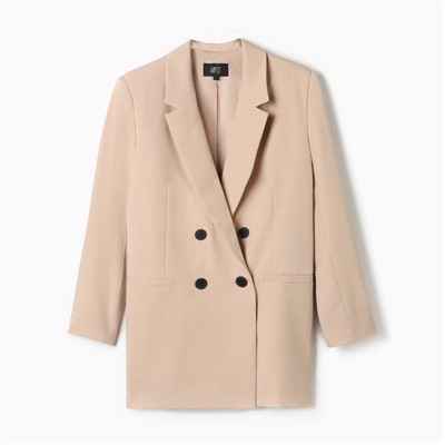 Пиджак женский двубортный MIST plus-size, размер 52, бежевый