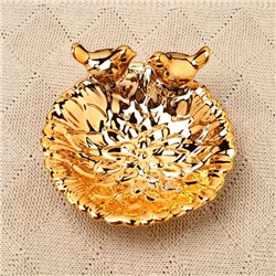 Подставка для мелочей TAKE IT EASY «Пташки» 13×13×5 см, керамика под золото