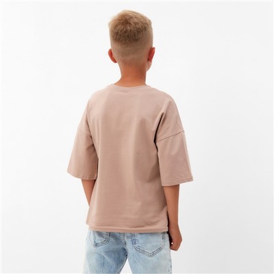 Футболка детская MINAKU:Basic line kids, бежевая, рост 122-128 см