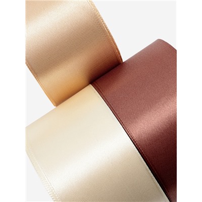 Атласная лента, набор 3 шт., 50 мм, 23±1 м, бежевая