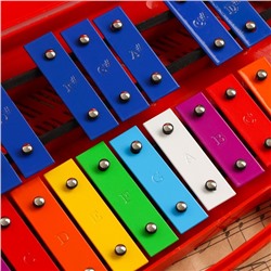 Металлофон музыкальный инструмент Music Life, 25 тонов, футляр, 2 палочки, красный