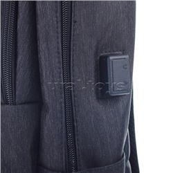 Рюкзак подростковый,1 отделение на молнии, 2 накладных и 2 боковых кармана, USB - выход, серый