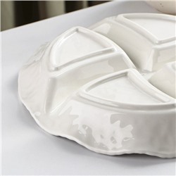 Менажница керамическая 4 ячейки «Воздушность», 24×3.5 см, цвет белый