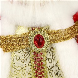 Сувенир Дед Мороз в красной шубе с пайетками и белым мехом,  40см.