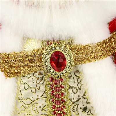 Сувенир Дед Мороз в красной шубе с пайетками и белым мехом,  40см.