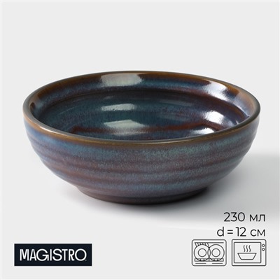 Миска Magistro Garland, 230 мл, d=12 см, фарфор, синяя, коричневая