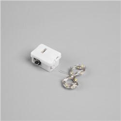 Светодиодная фигура из мишуры «Снеговик в серебристом» 16×9 см, 10 LED, батарейки AG10×3 (в комплекте), свечение тёплое белое