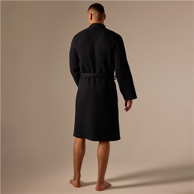 Халат вафельный мужской SL HOME: Boho «Дарк Маре», размер M, хлопок 100%, чёрный
