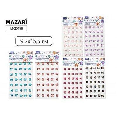 Наклейки-стразы пластиковые 9,2х15,5 см "БАНТИКИ" 6 дизайнов M-20456 Mazari