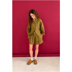 Костюм лён  SET019/28/Оливковый