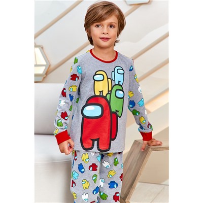 Пижама д/мал детская (фуфайка дл/рук, брюки) Juno AW21BJ631 Sleepwear Boys серый меланж амонг