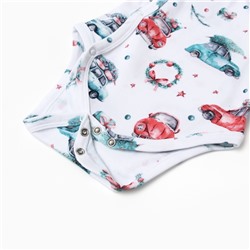 Боди детское с длинным рукавом MINAKU New Year's cars, рост 74-80 см, белое