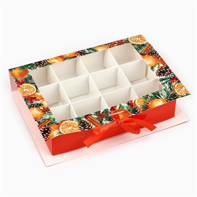 Коробка под 12 конфет новогодняя с ячейками «Аромат праздника» 18.5×13.5×3.5 см