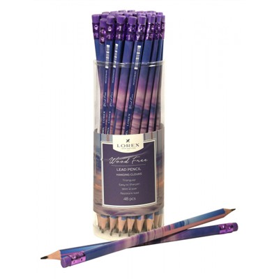 Карандаш пластиковый "Облака" трехгранный с ластиком НВ LXLPWF-HC1 LOREX