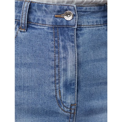 Джинсовая юбка с декоративной стиркой из эластичного денима средней плотности