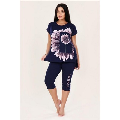 Костюм с бриджами FASHION flower 397 (Темно-синий)