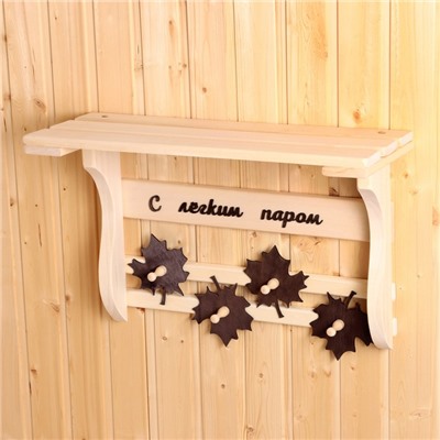 Полка - вешалка «Листопад. С лёгким паром», 58×38×25 см, деревянная, 4 крючка, «Добропаровъ»