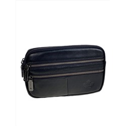 Сумка мужская на пояс из натуральной кожи, цвет черный