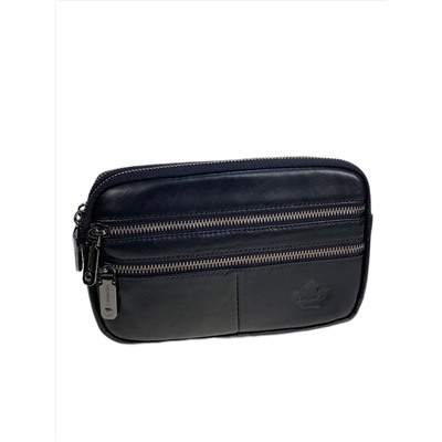 Сумка мужская на пояс из натуральной кожи, цвет черный