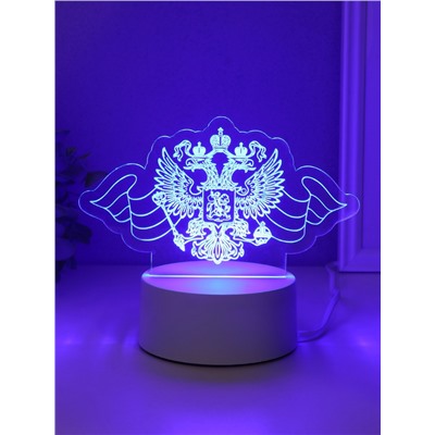 Светильник 3D RISALUX «Герб», LED-ночник, RGB, от сети, 9.5×16×9.9 см