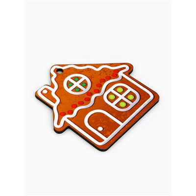 Ёлочная игрушка деревянная «Новый год: домик», набор 10 шт.