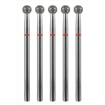 Manita Professional Фреза алмазная шар для аппаратного маникюра 856.104.001.036.040 ФАШ-4,0М, красная насечка, ø 4 мм, 5 шт. KRISTALLER, 1231206