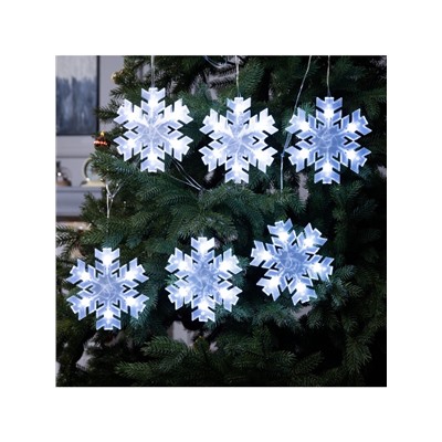 Гирлянда «Нить» 2 м с насадками «Снежинка матовая», IP20, прозрачная нить, 36 LED, свечение белое, 220 В