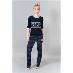 Женский домашний костюм с брюками 21 (Синий)