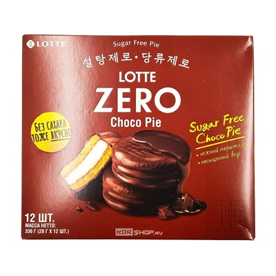 Пирожные Чокопай Зеро без сахара Choco Pie Zero Lotte, 336 г (28 г х 12 шт.)