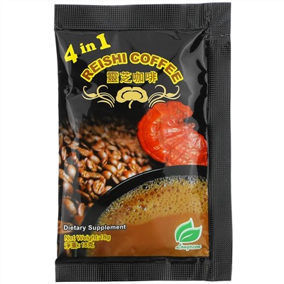 Longreen, 4 in 1 Reishi Coffee, 10 саше, каждое весом 18 г