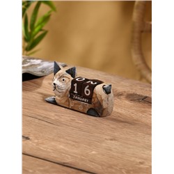 Вечный календарь «Кошка», 13×4×6.5 см, дерево