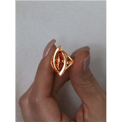 Кольцо из золочёного серебра с натуральным прессованным янтарём 925 пробы КП3з640