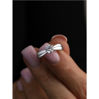 Кольцо из серебра с фианитом родированное 925 пробы S1180111010р