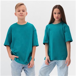 Футболка детская MINAKU: Basic line, бирюзовая, рост 122 см