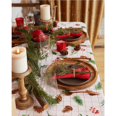 Скатерть новогодняя «Доляна» New Year 146×220 см, 100% хлопок, рогожка 164 г/м²