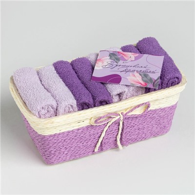 Набор махровых декоративных салфеток Этель Beautiful, 30×30 см - 8 шт., сиреневый, 100% хлопок