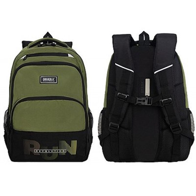 Рюкзак молодежный RU-530-6/3 черный - оливковый 32х45х23 см GRIZZLY