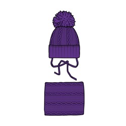 Комплект детский трикотажный для девочек: шапка, снуд