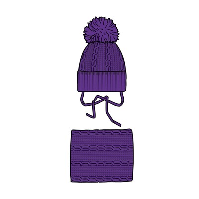 Комплект детский трикотажный для девочек: шапка, снуд