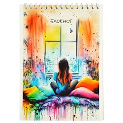 Блокнот 32л. А5 клетка "Девочка у окна" на гребне