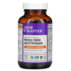 New Chapter, Every Man's One Daily Multi, мультивитаминная добавка из цельных продуктов для мужчин, 96 вегетарианских таблеток