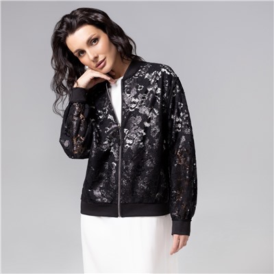 Бомбер , расшитый пайетками, Секрет смелости (чёрный)