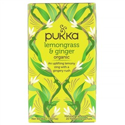 Pukka Herbs, Органическая смесь лемонграсса и имбиря, без кофеина, 20 пакетиков с травяным чаем, 36 г